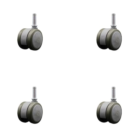 Service Caster 2'' Gray Floor Safe Twin Wheel Casters 7/16 Grip Ring Stem , 4PK SCC-GR02S50-TPR-GRY-716176-4